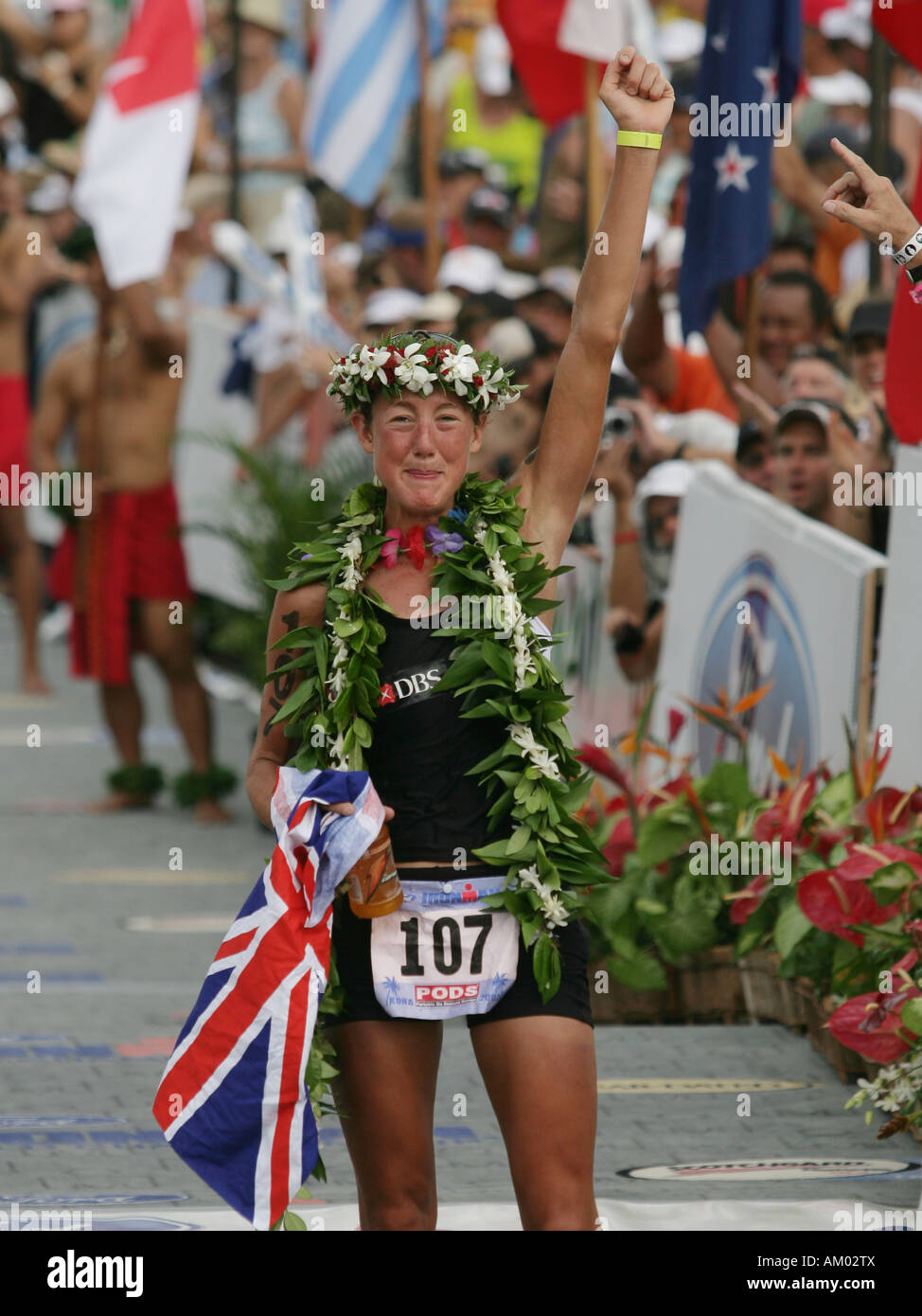 Triathlet Chrissie Wellington durante l'Ironman World Championship in Kailua-Kona Hawaii USA Foto Stock