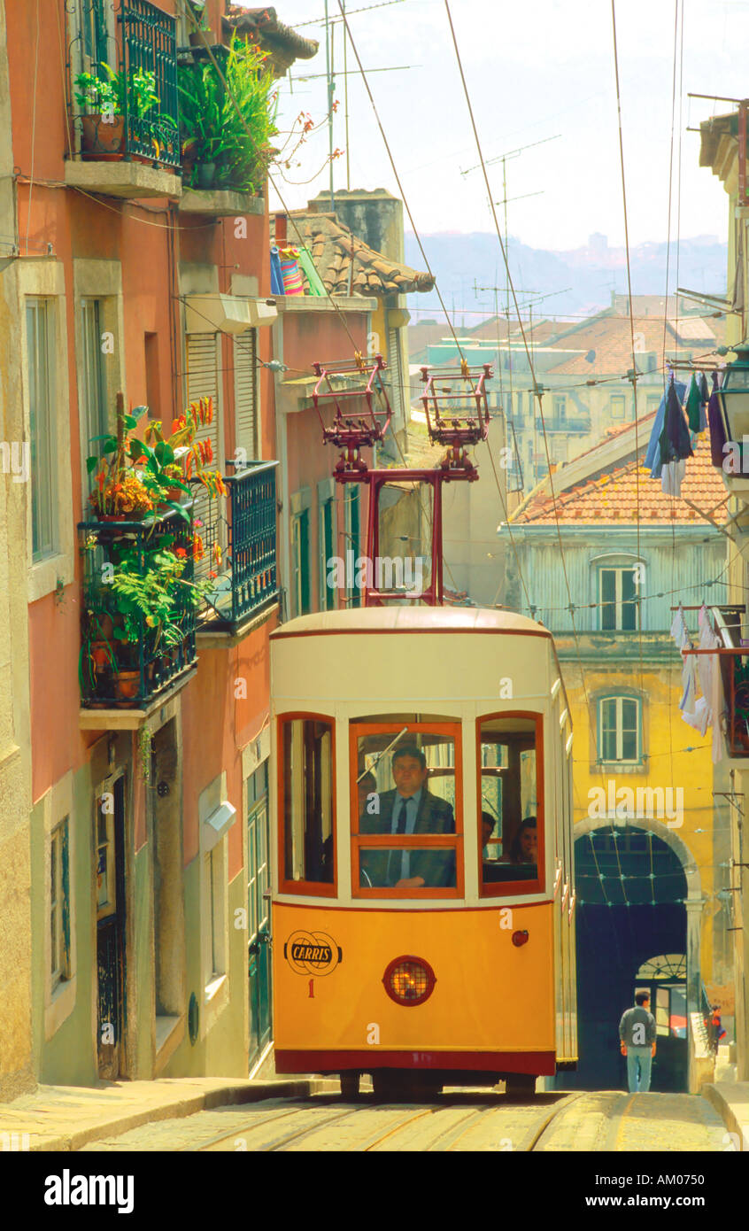 Funivia Elevador da Bica, Lisbona, Portogallo Foto Stock
