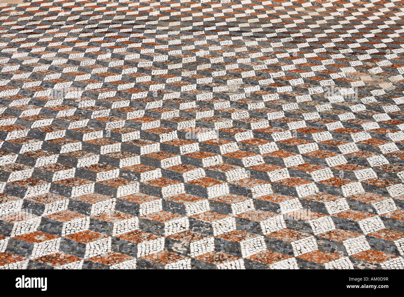 Pavimento a mosaico con design geometrico , Delos, Grecia Foto Stock