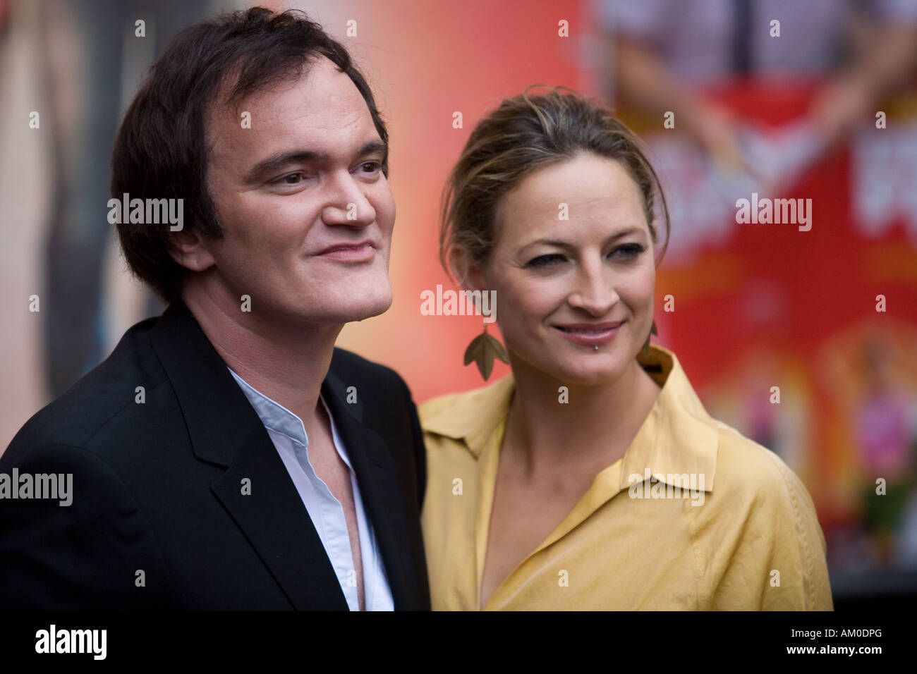 Quentin Tarantino e attrice Zoe Bell durante il tedesco premiere del film 'Death prova", Berlino, Germania Foto Stock