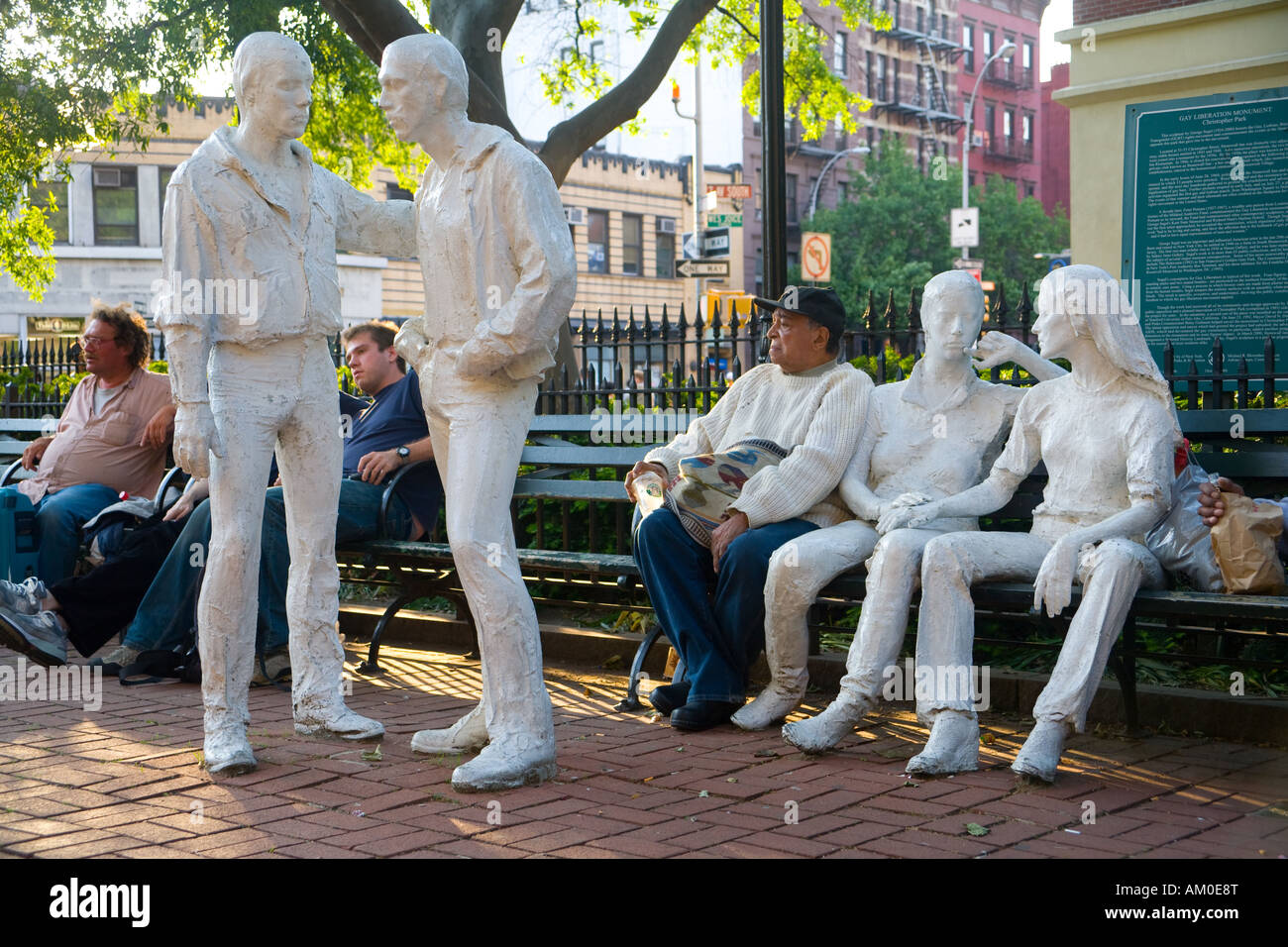 Gay-Monumento della Liberazione, Christopher Park, Manhattan, New York City, Stati Uniti d'America Foto Stock