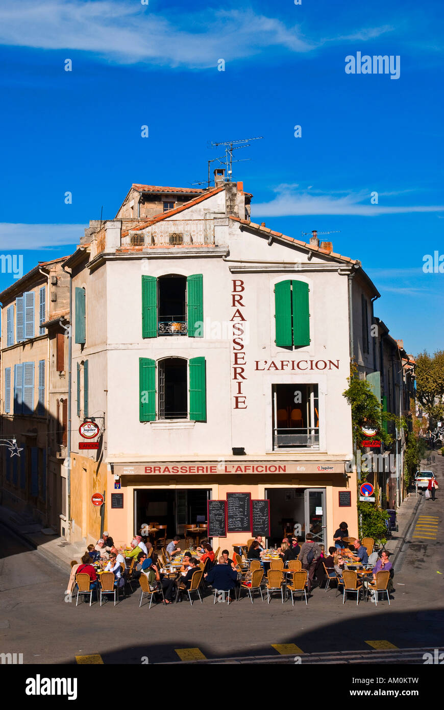 La Brasserie L Aficion, Arles, Provence-Alpes-Côte d'Azur, in Francia Foto Stock