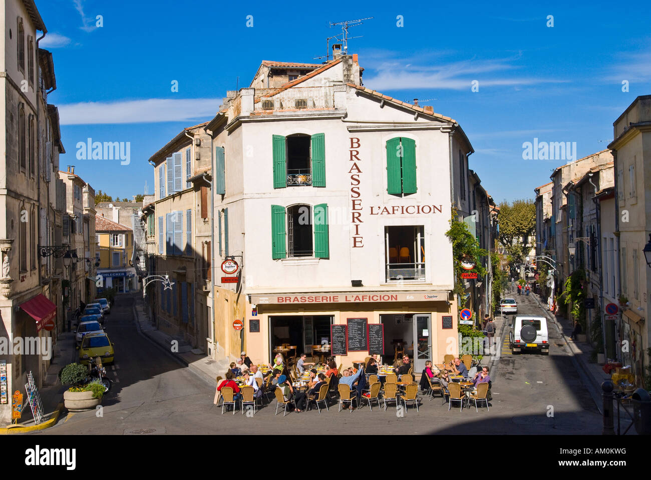 La Brasserie L Aficion, Arles, Provence-Alpes-Côte d'Azur, in Francia Foto Stock