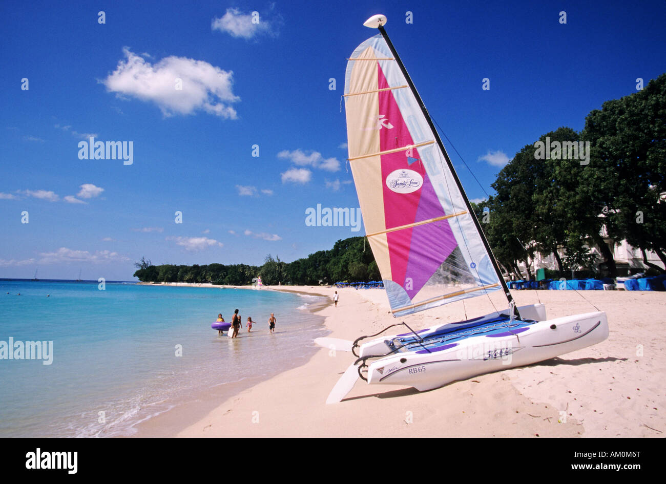 Isola di Barbados, Saint James, spiaggia del Sandy Lane hotel Foto Stock