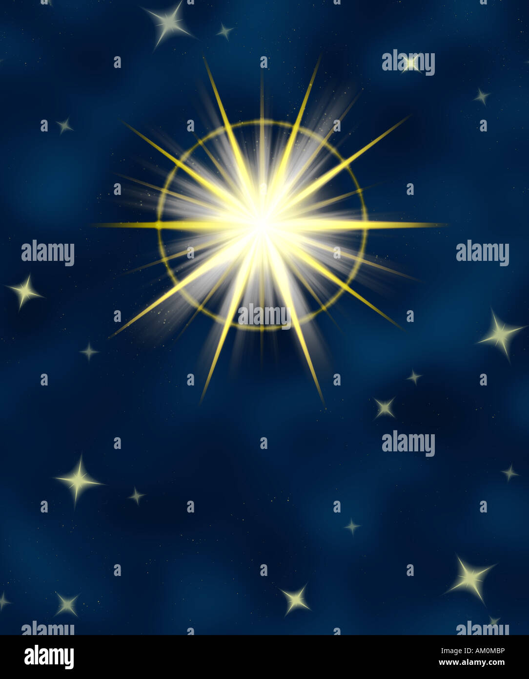 Grande grande stella flare o splendente stella di Natale Foto Stock