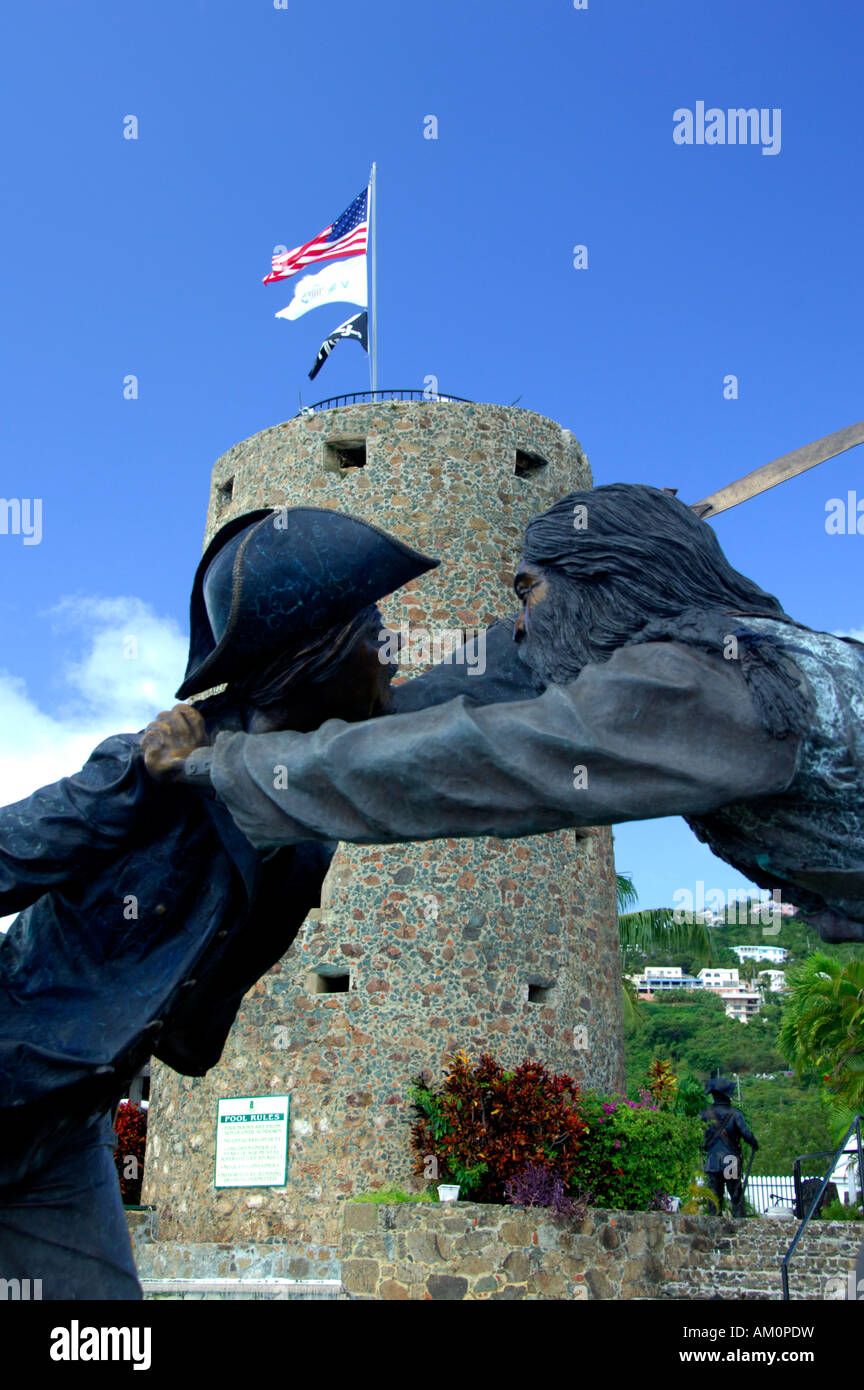 Isole Vergini Americane, san Tommaso, Charlotte Amalie, Blackbeard il castello. Blackbeard la torre in pietra, Pietra Miliare Storica Nazionale. Foto Stock