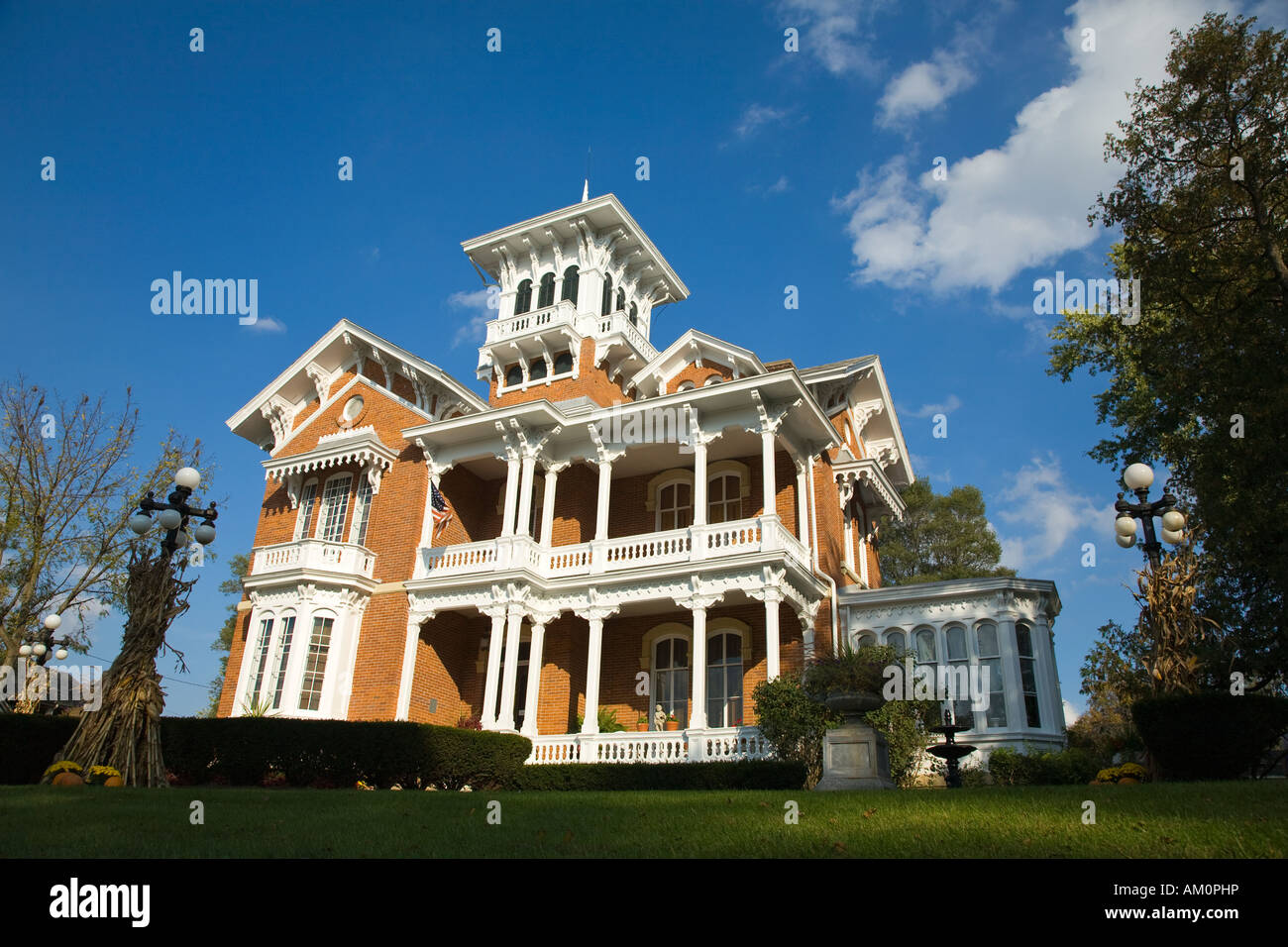 ILLINOIS Galena esterno del Belvedere Mansion casa Vittoriana costruita 1857 vedove portico a piedi Foto Stock