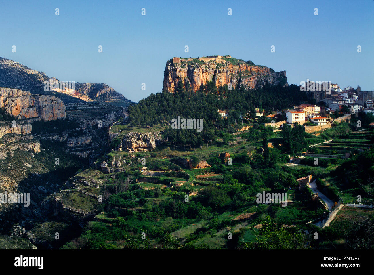 Alpuente, provincia di Valencia / Spagna. Il castello arabo Foto Stock
