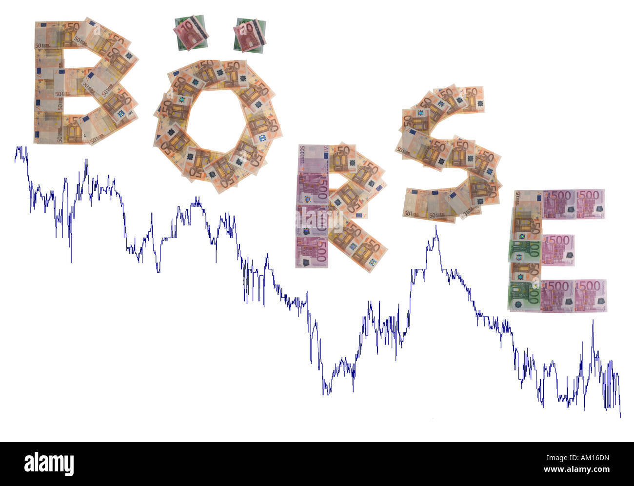 Boerse/stock exchange, scritto con banconote Foto Stock