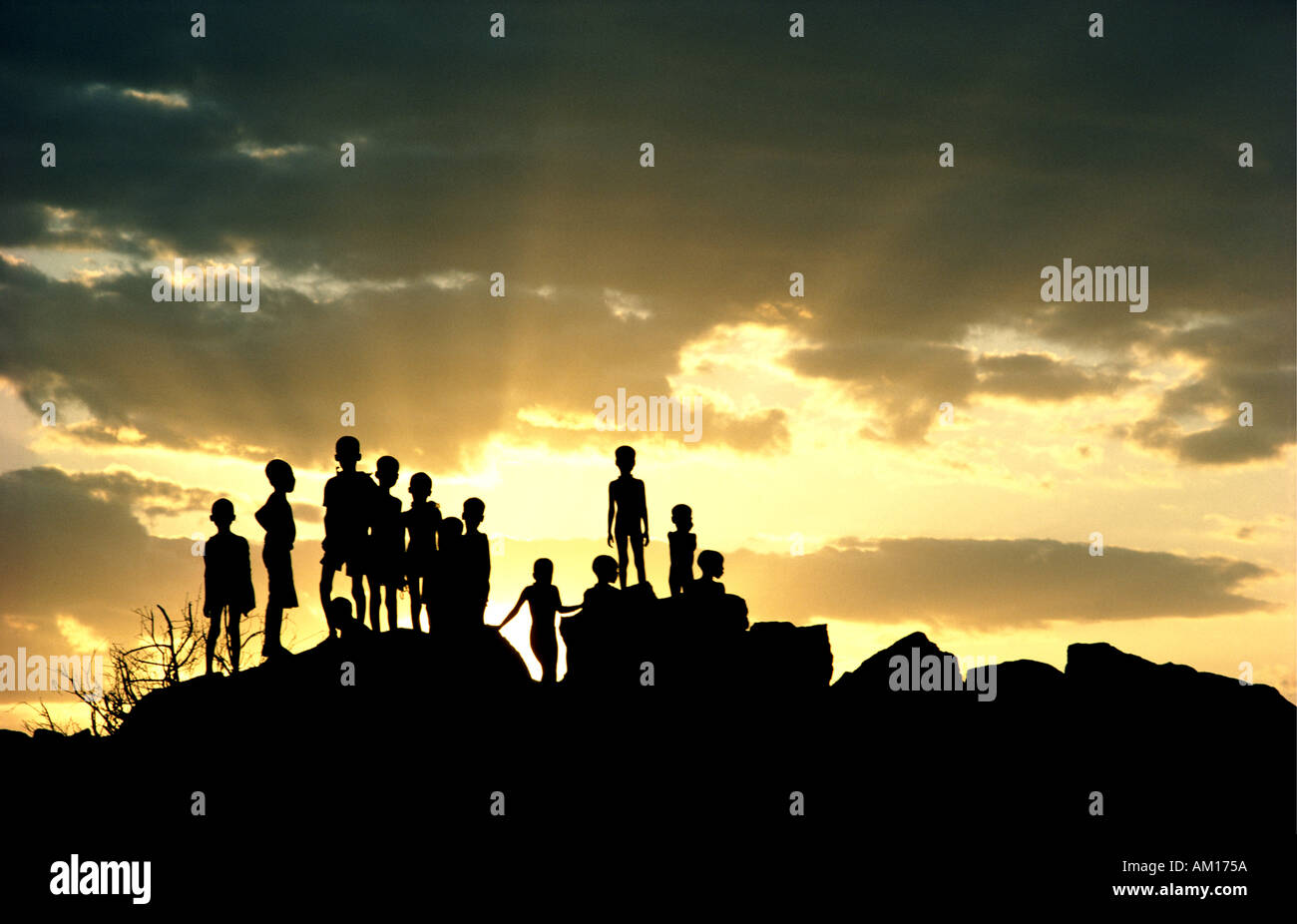 Bambini Rendille al tramonto Foto Stock