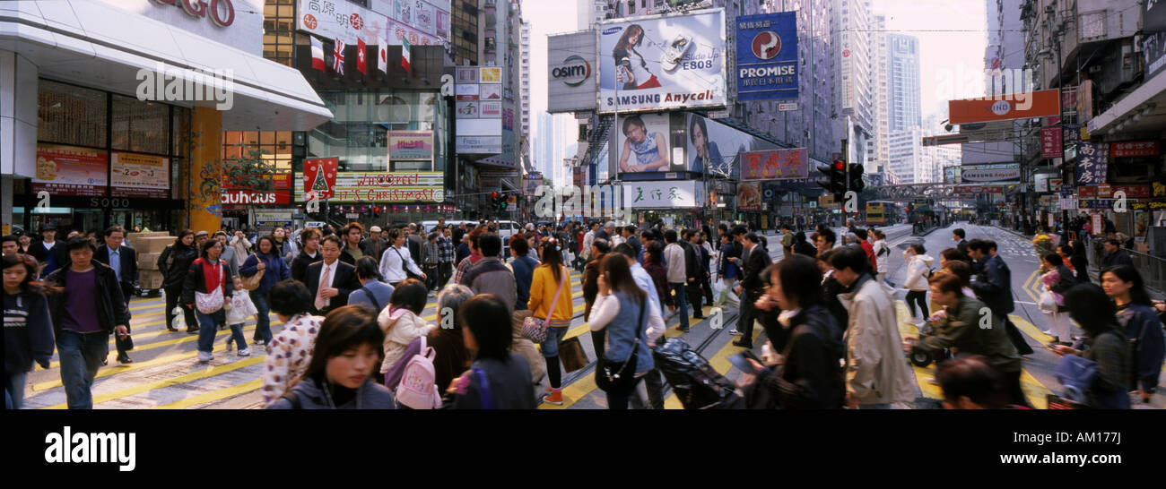 La strada affollata, Rush Hour, Hong Kong, Cina Foto Stock