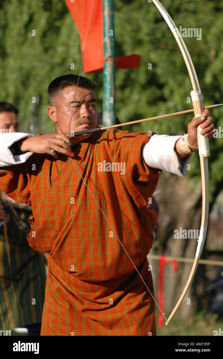Bow sparatutto, Thimphu Bhutan Foto Stock