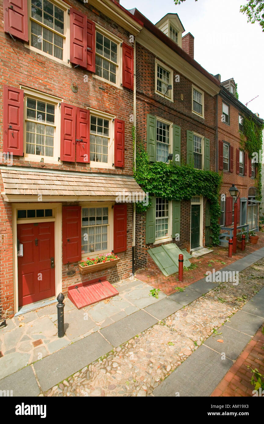 S Elfreth Alley poiché 1702 America s la più antica strada residenziale per le strade di Filadelfia in Pennsylvania Foto Stock