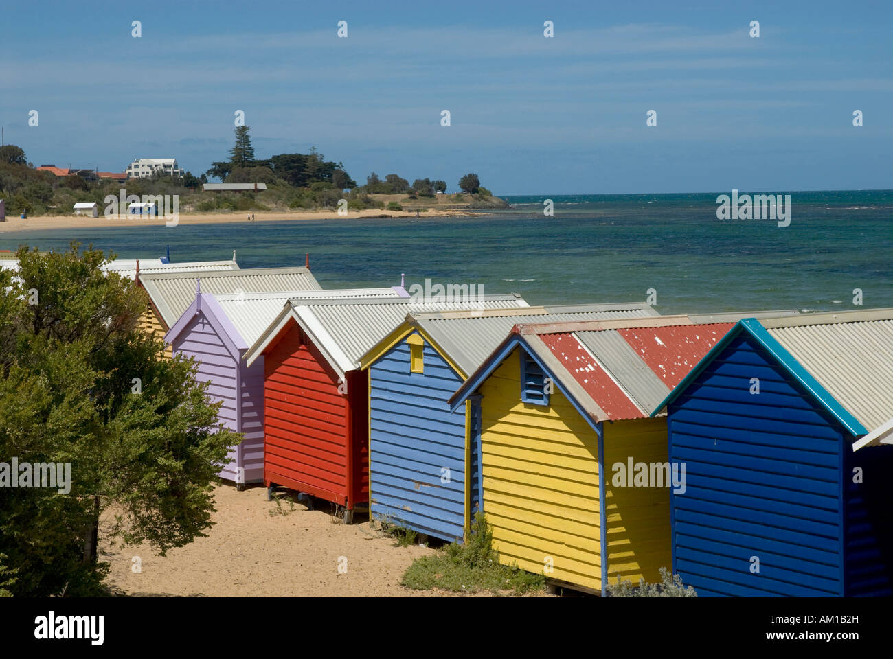 Cabine alla spiaggia di St Kilda, Melbourne, Victoria, Australia Foto Stock