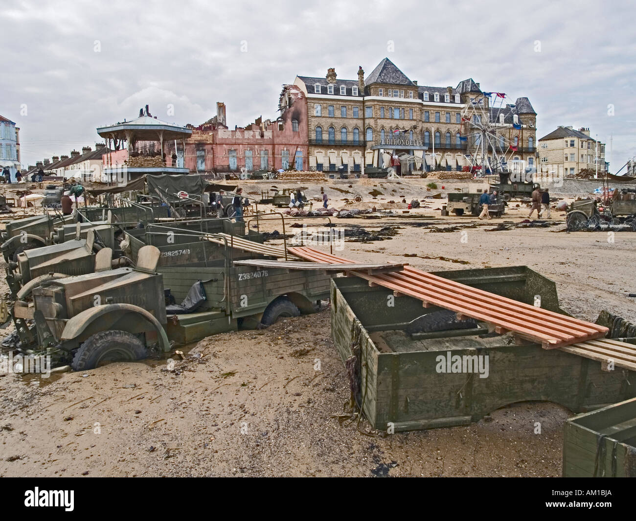 Ubicazione sul lungomare impostato durante le riprese di espiazione una storia basata sull'evacuazione di Dunkerque Foto Stock