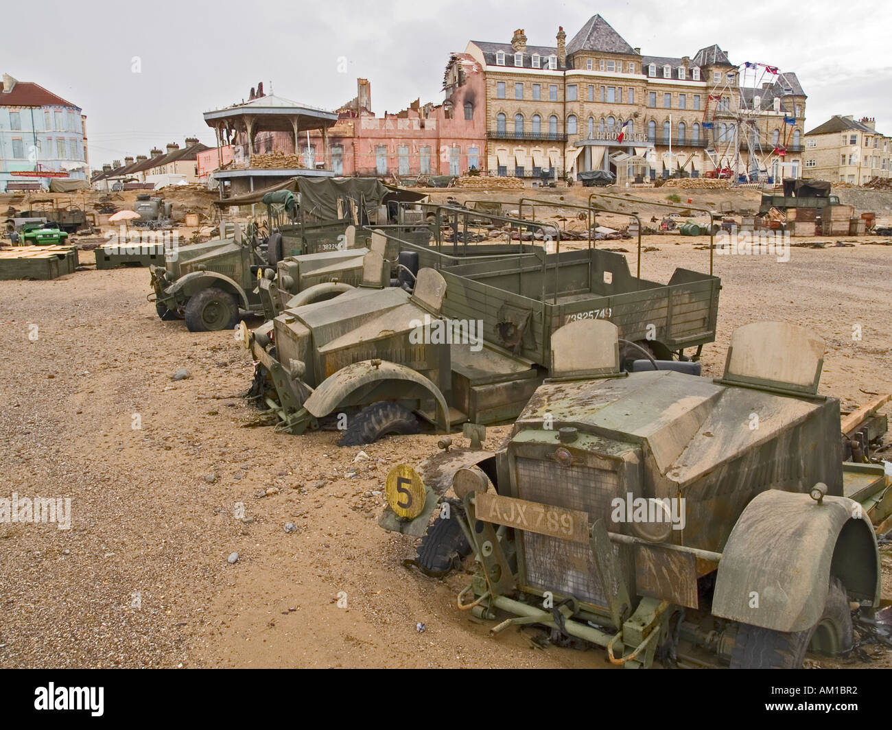 Ubicazione sul lungomare impostato durante le riprese di espiazione una storia basata sull'evacuazione di Dunkerque Foto Stock