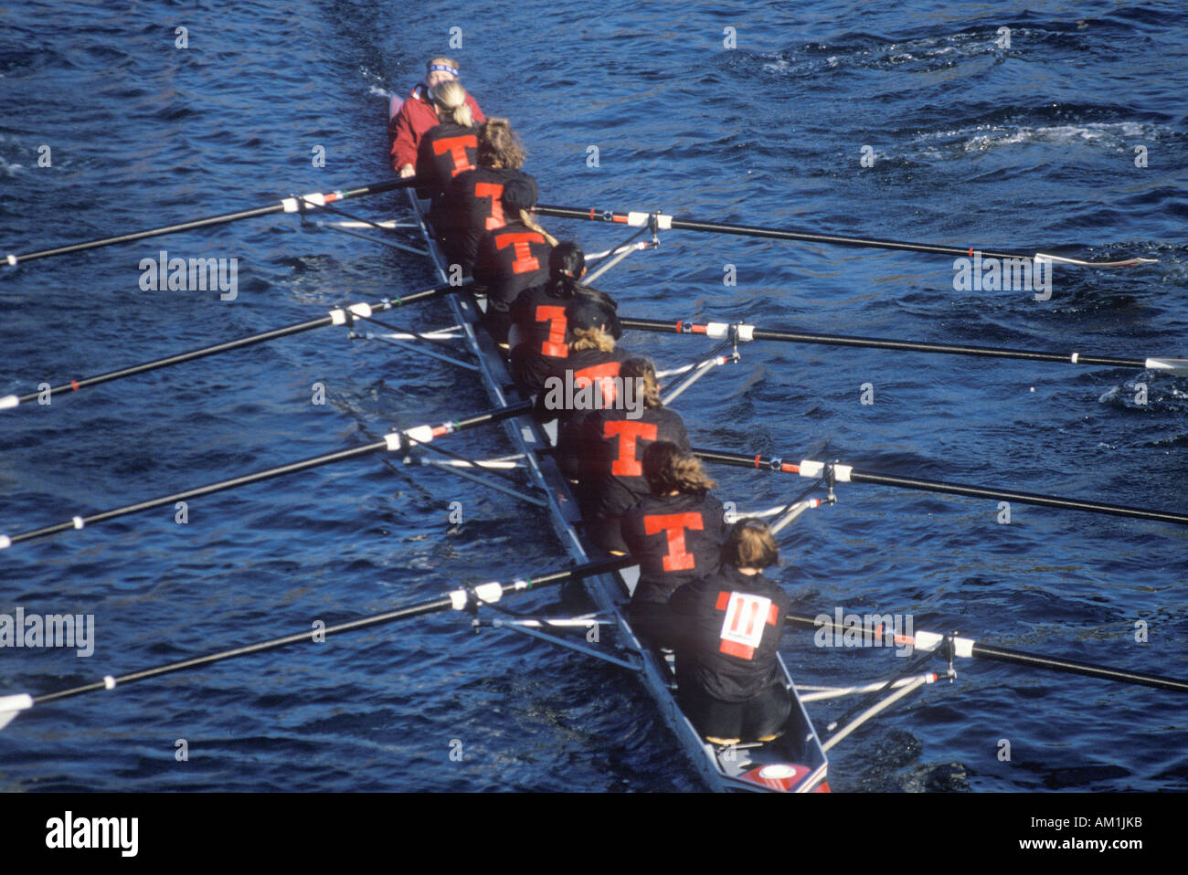 Femmina gara di canottaggio regata Charles Cambridge Massachusetts Foto Stock