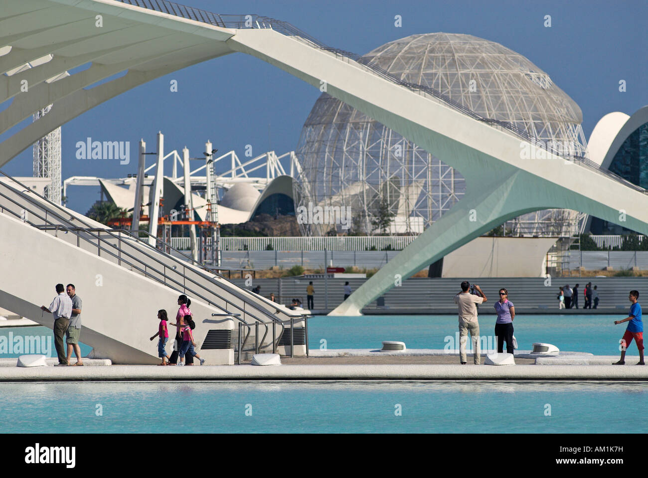Città delle Arti e delle Scienze di Santiago Calatrava, città di Valencia, Spagna, Europa Foto Stock