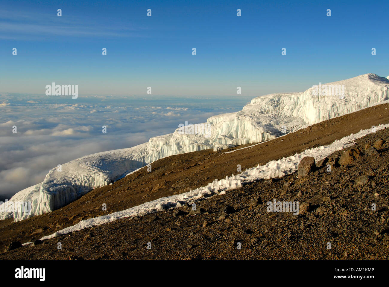 La Rebmann Gletscher glacier Crater Rim Kilimanjaro Tanzania Foto Stock