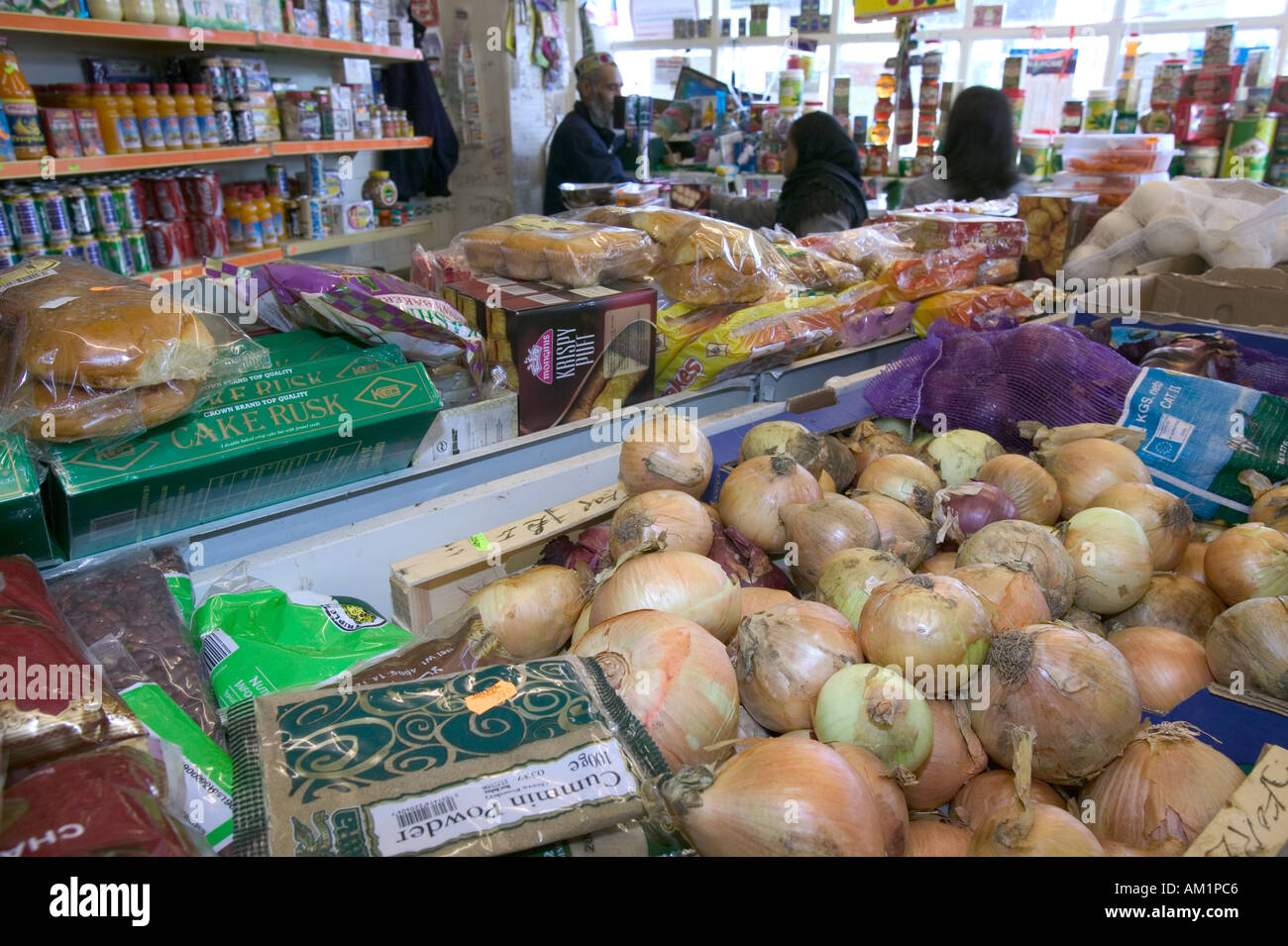 Un negozio pakistano nella zona asiatica di burnley Lancashire Foto Stock