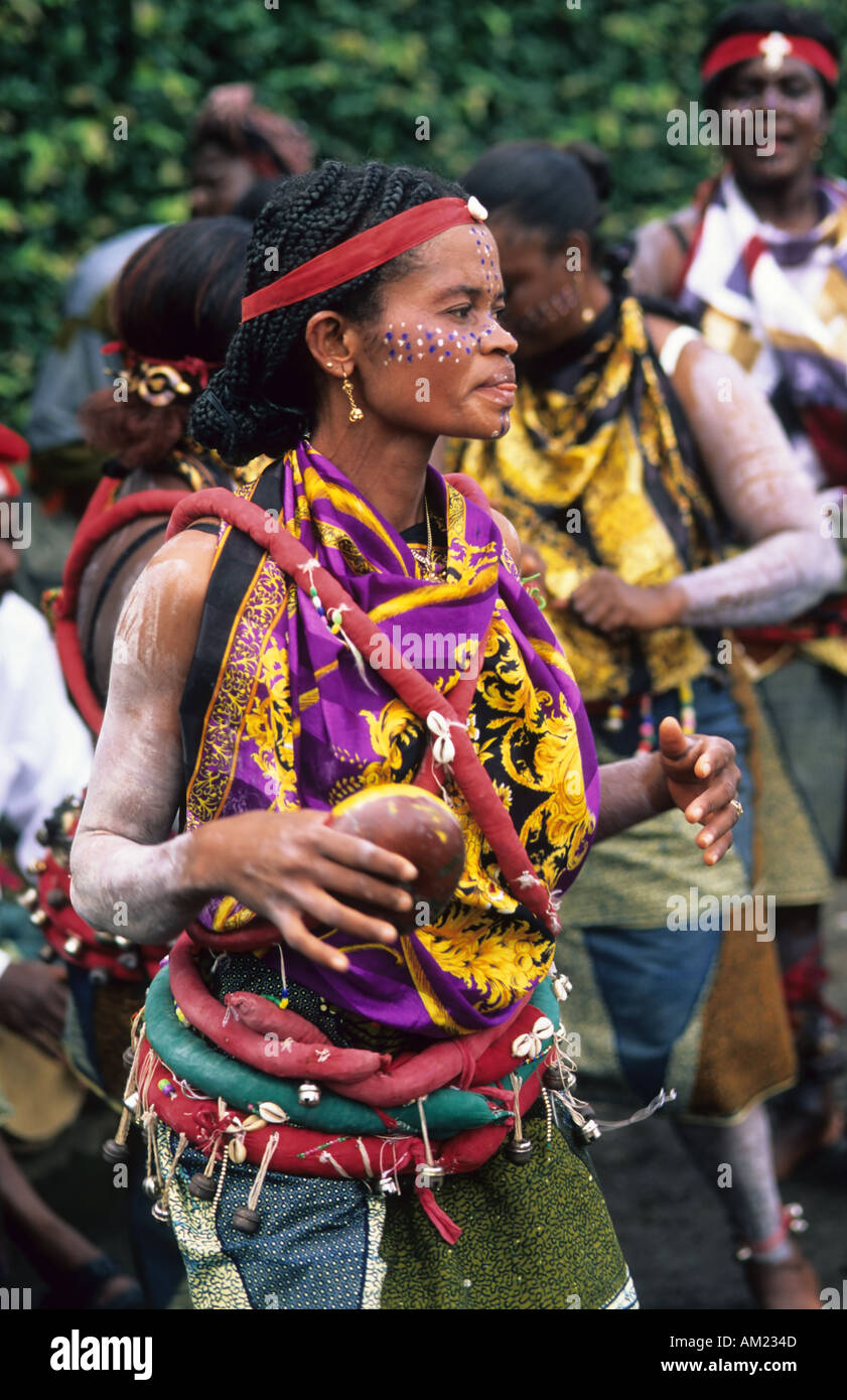 Balli tradizionali, Ejagham tribù, Buea, Camerun Foto Stock