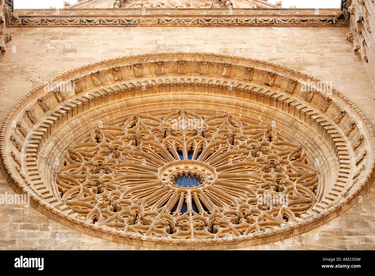 Finestra di rose, La Seu Cathedral, Palma di Mallorca, Spagna Foto Stock
