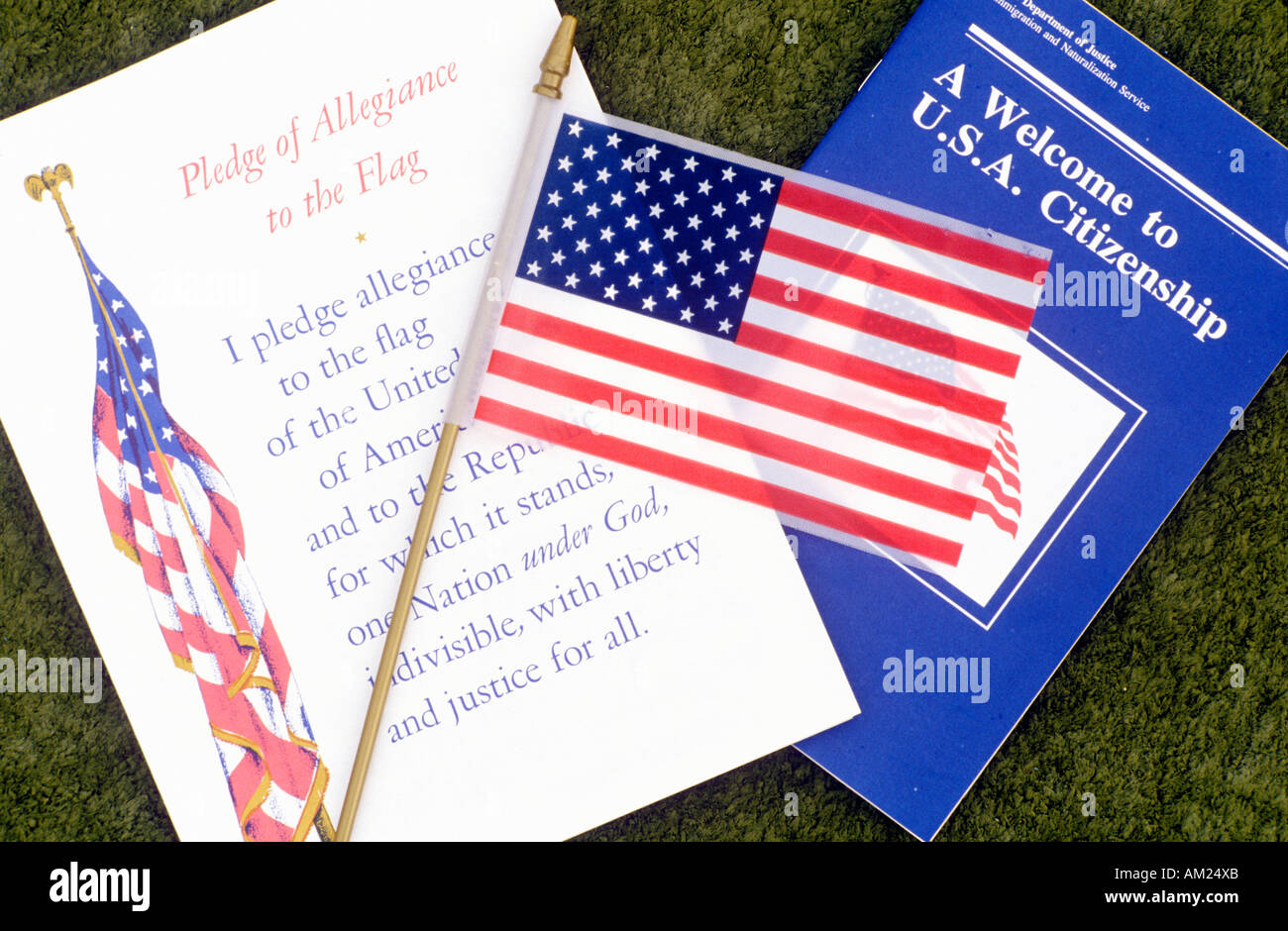 Il giuramento di fedeltà con la bandiera americana di Los Angeles in California Foto Stock