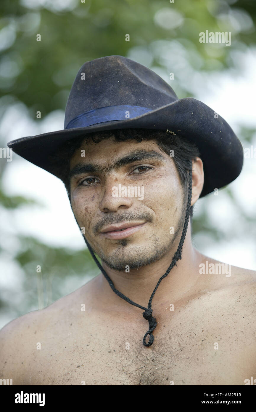 Ritratto bracciante agricolo Paraguay America del Sud Foto Stock