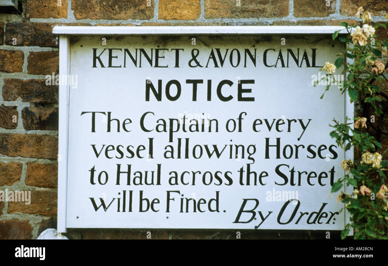 Newbury Berkshire Kennet and Avon Canal avviso board Foto Stock