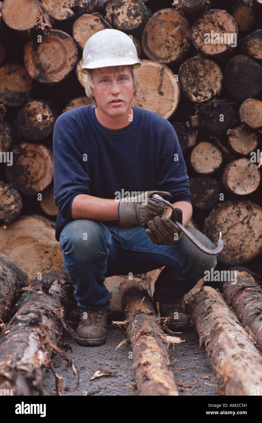 Francese canadese lumberjack in boschi di nord del New Hampshire USA Foto Stock