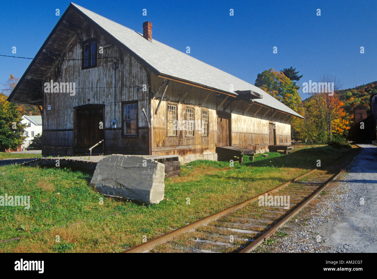 Deserta stazione ferroviaria in Great Barrington Massachusetts Foto Stock