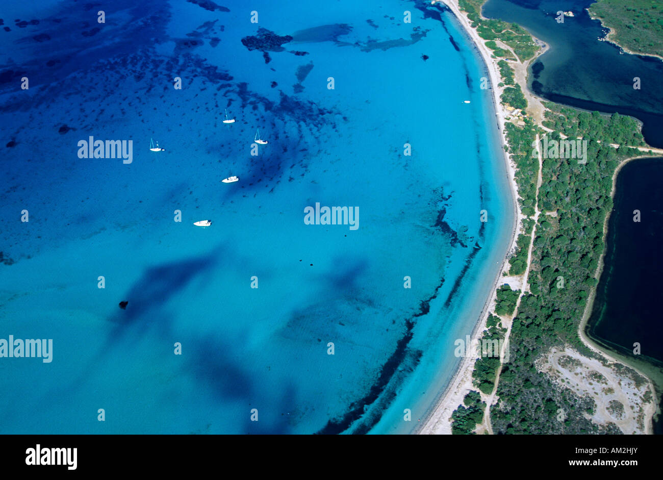 Francia, Corse, Corse du Sud, Baie de San Ciprianu (vista aerea) Foto Stock