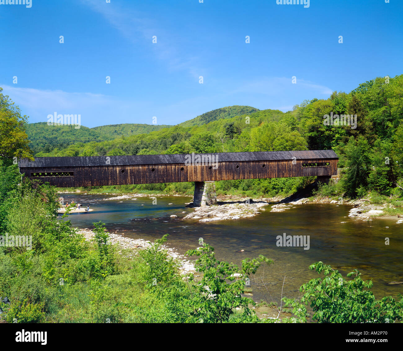 Ponte coperto a West Dummerston Vermont - USA Foto Stock
