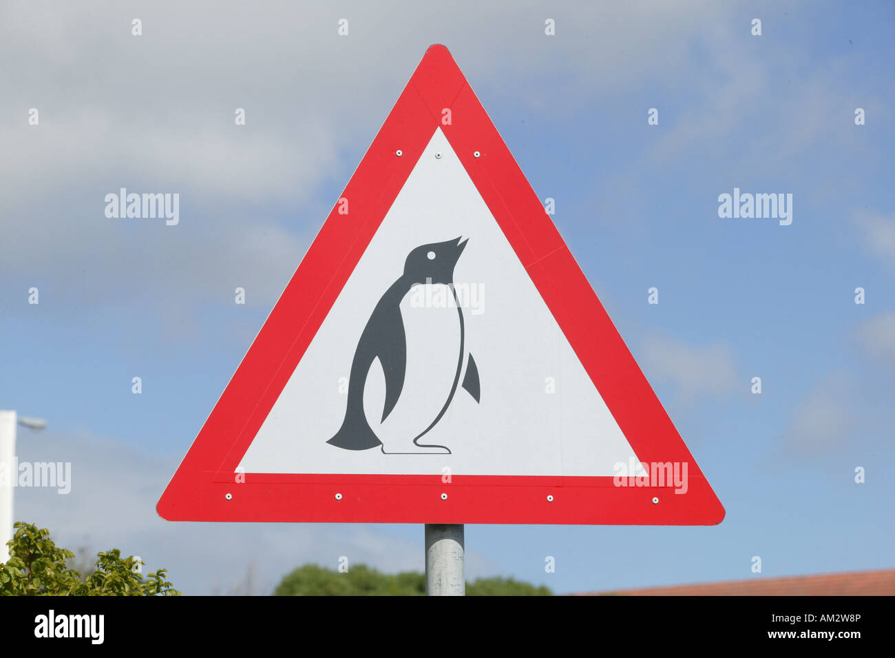 Segno di traffico "Attenzione dei pinguini, Capo di Buona Speranza, Sud Africa Foto Stock