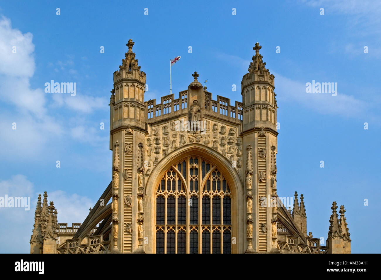 Vista frontale della Abbazia di Bath,Inghilterra Foto Stock