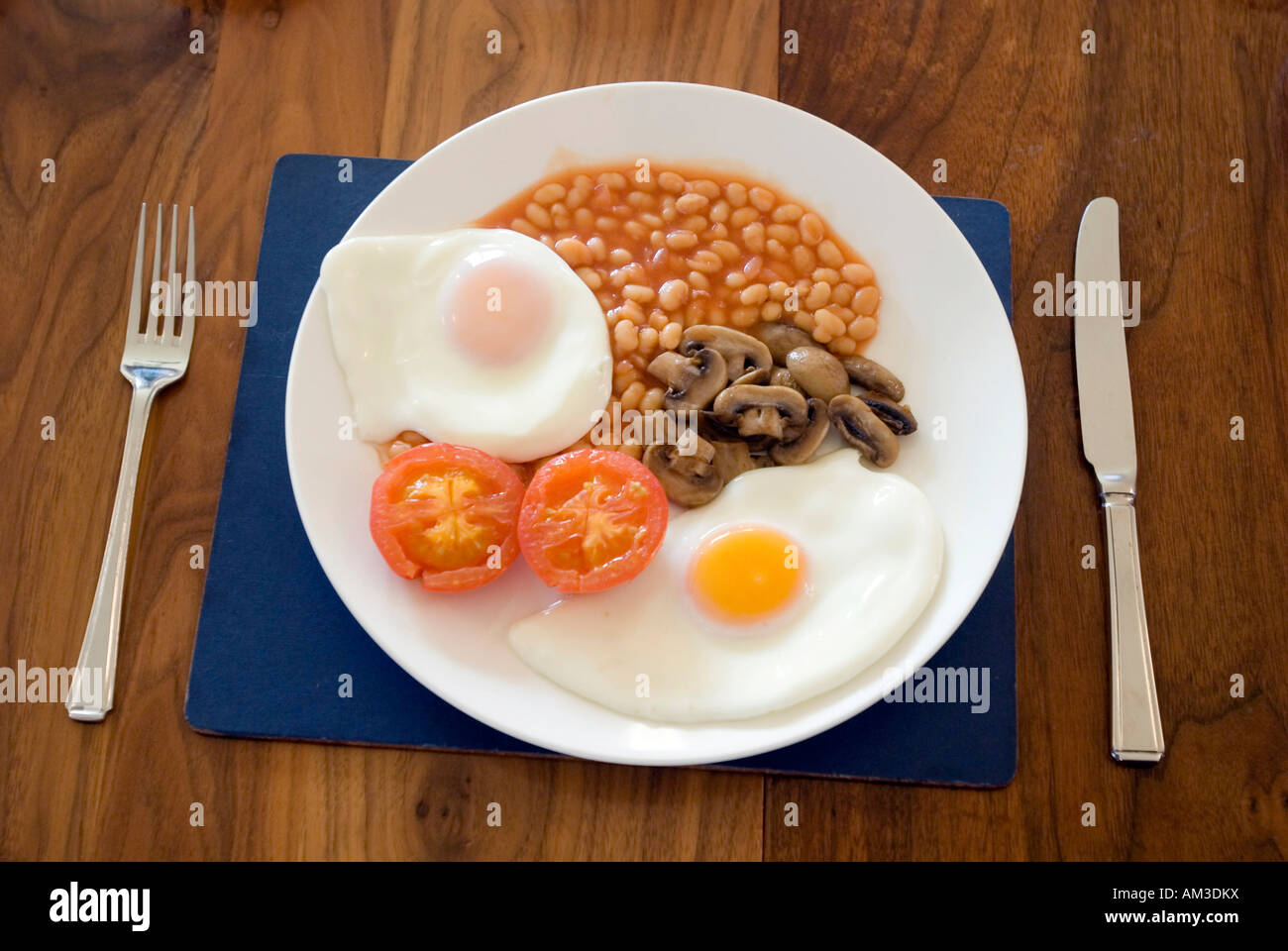 La completa prima colazione inglese per vegetariani Foto Stock