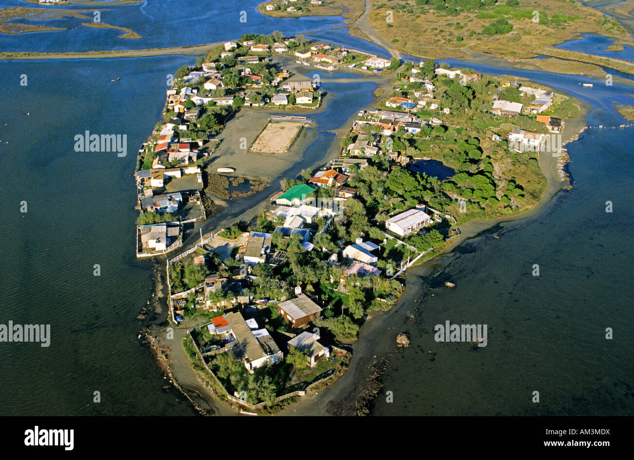 Francia, Bouches du Rhone, paesaggio vicino Beauduc (vista aerea) Foto Stock