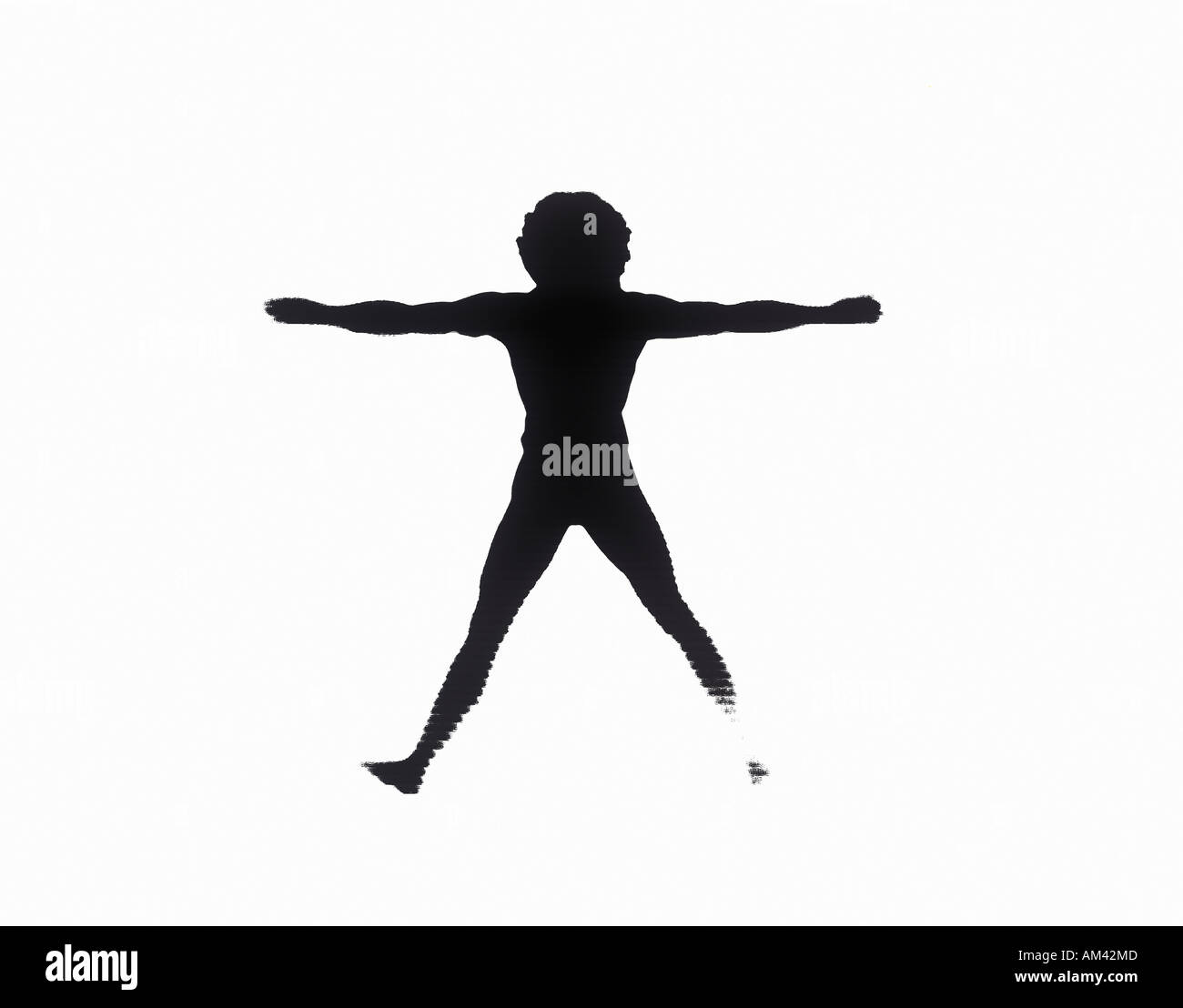 Sfondo bianco dietro la silhouette di New Age uomo Foto Stock