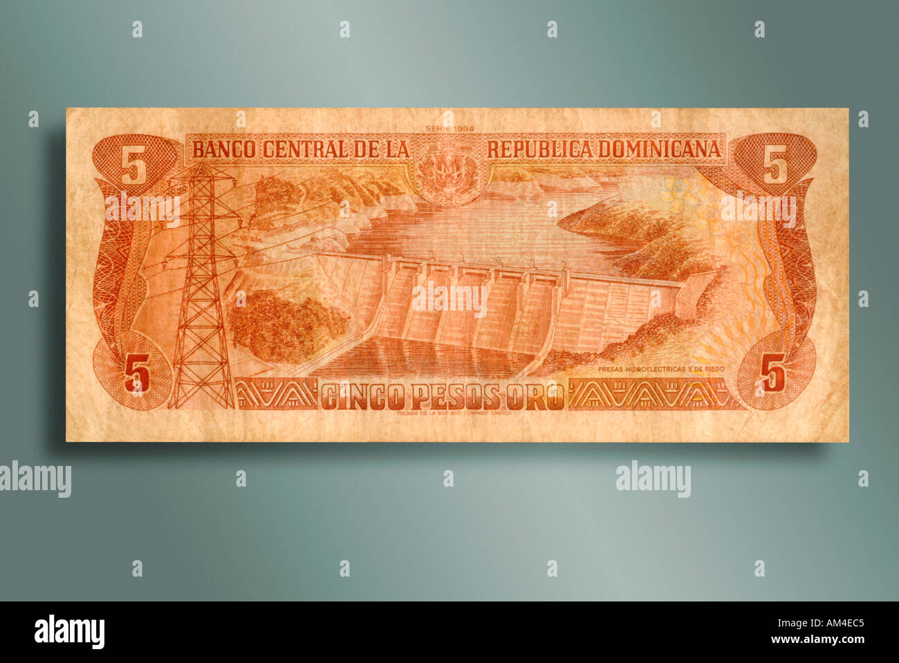 5 pesos bill dalla Repubblica Dominicana Foto Stock