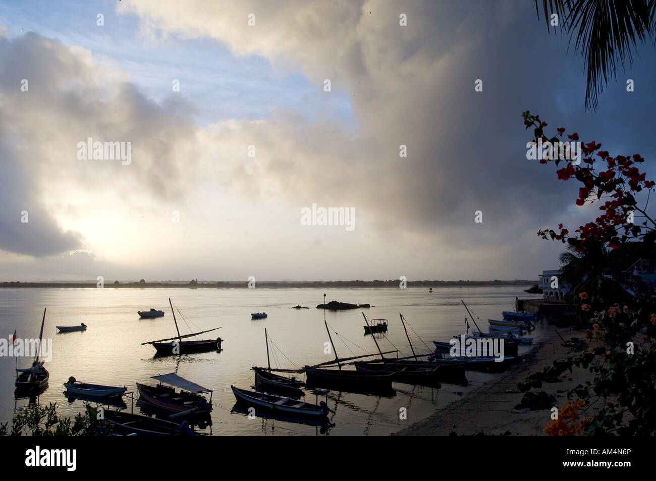 Kenya isola di Lamu, il villaggio di Shela e il suo piccolo porto Foto Stock