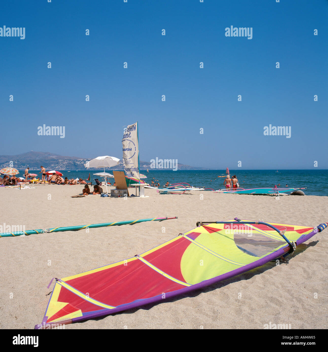 Beachat Ampurias in Costa Brava Catalogna, Spagna Foto Stock