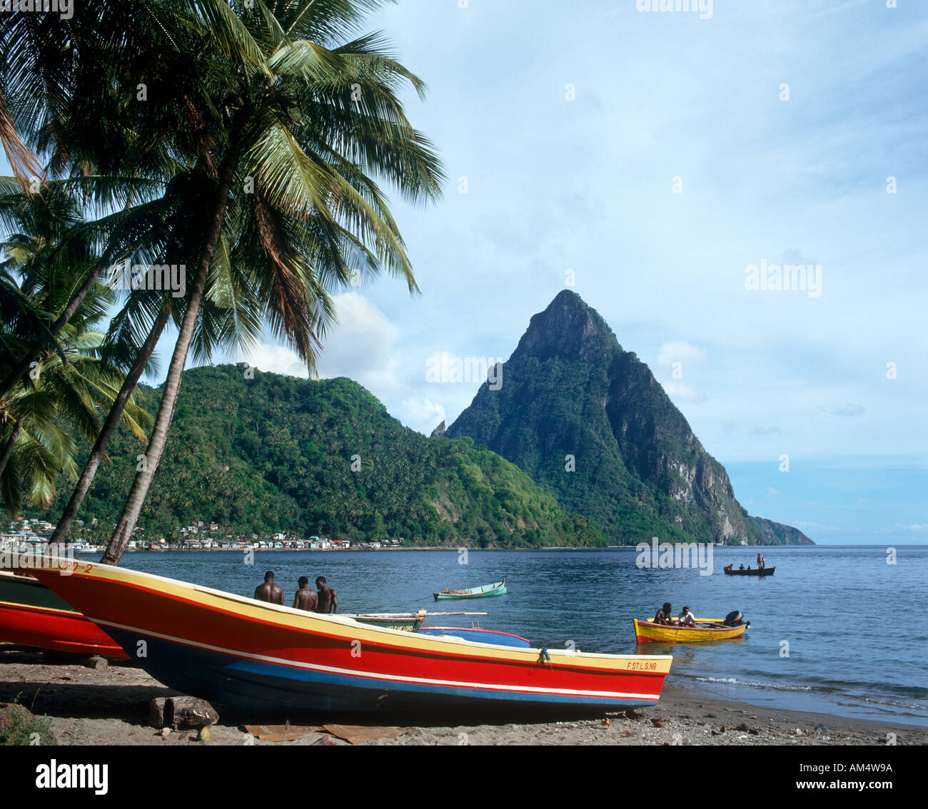 Petit Piton, chiodi, Soufriere, St. Lucia, West Indies, dei Caraibi Foto Stock