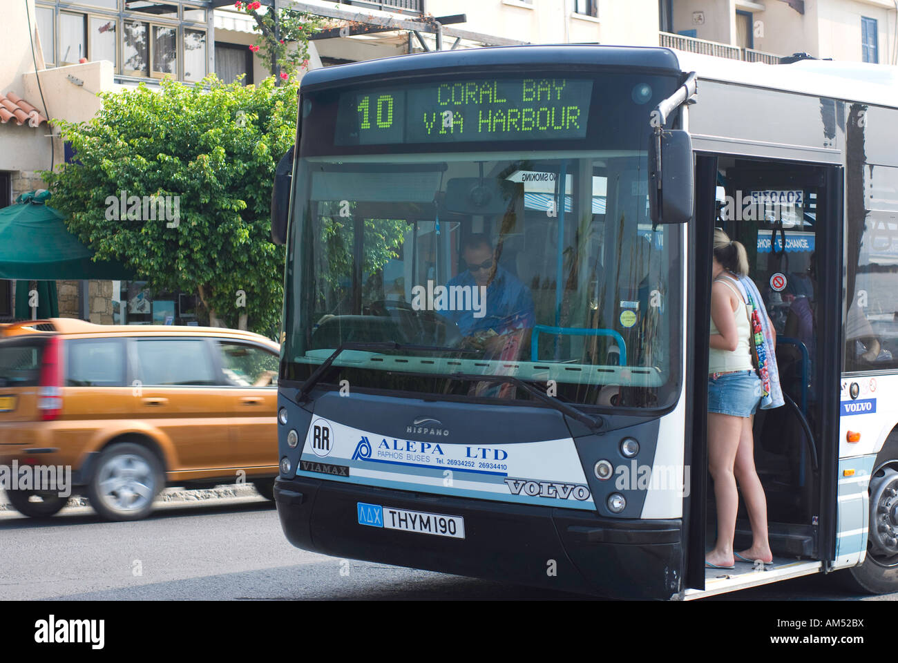 Autobus da Kato Pafos Harbour a Coral Bay Foto Stock