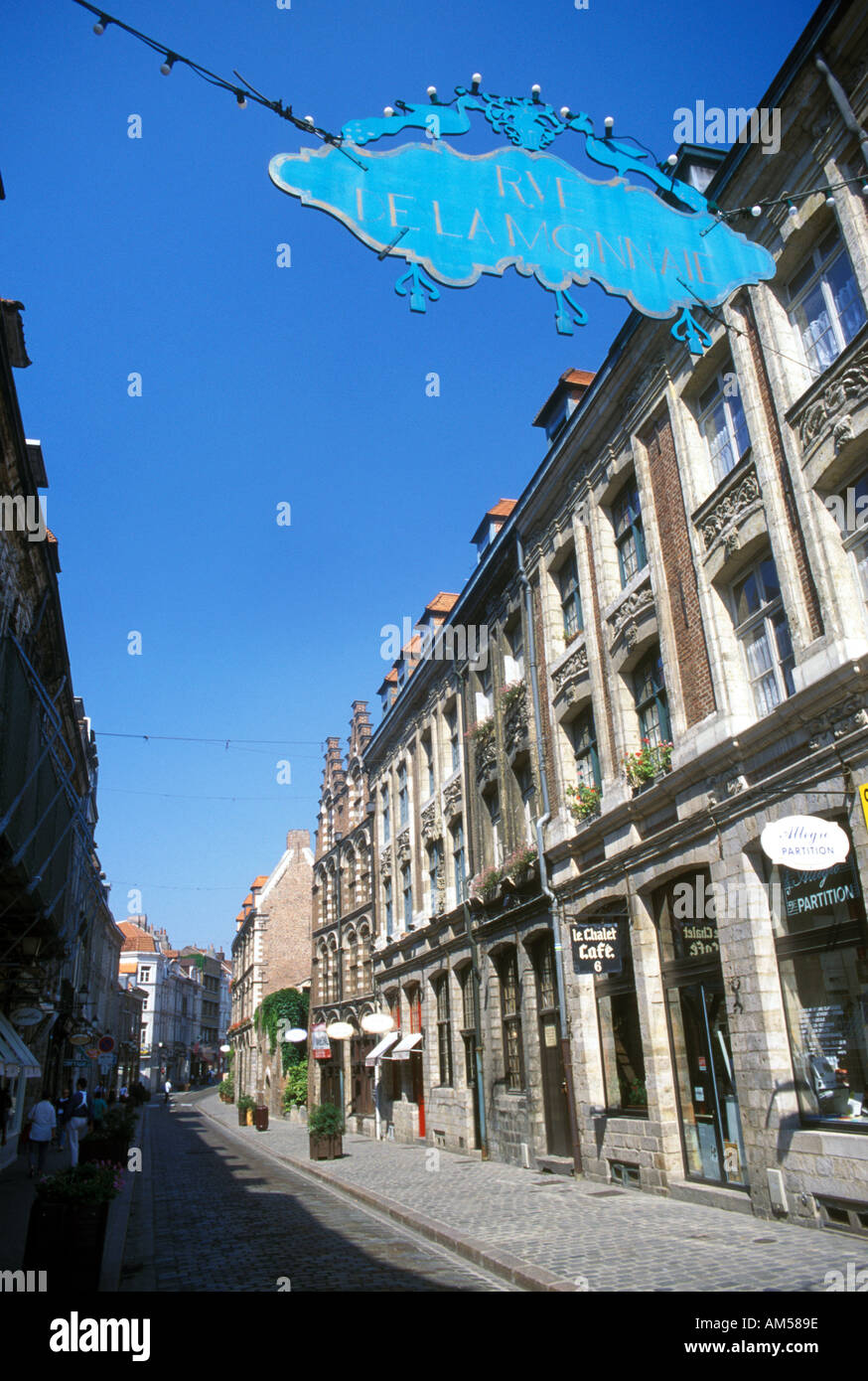 France Lille Rue de la Monnaie Foto Stock