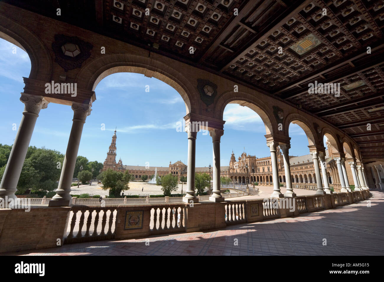 Plaza de Espana, il Parco Maria Luisa, Siviglia, in Andalusia, Spagna Foto Stock