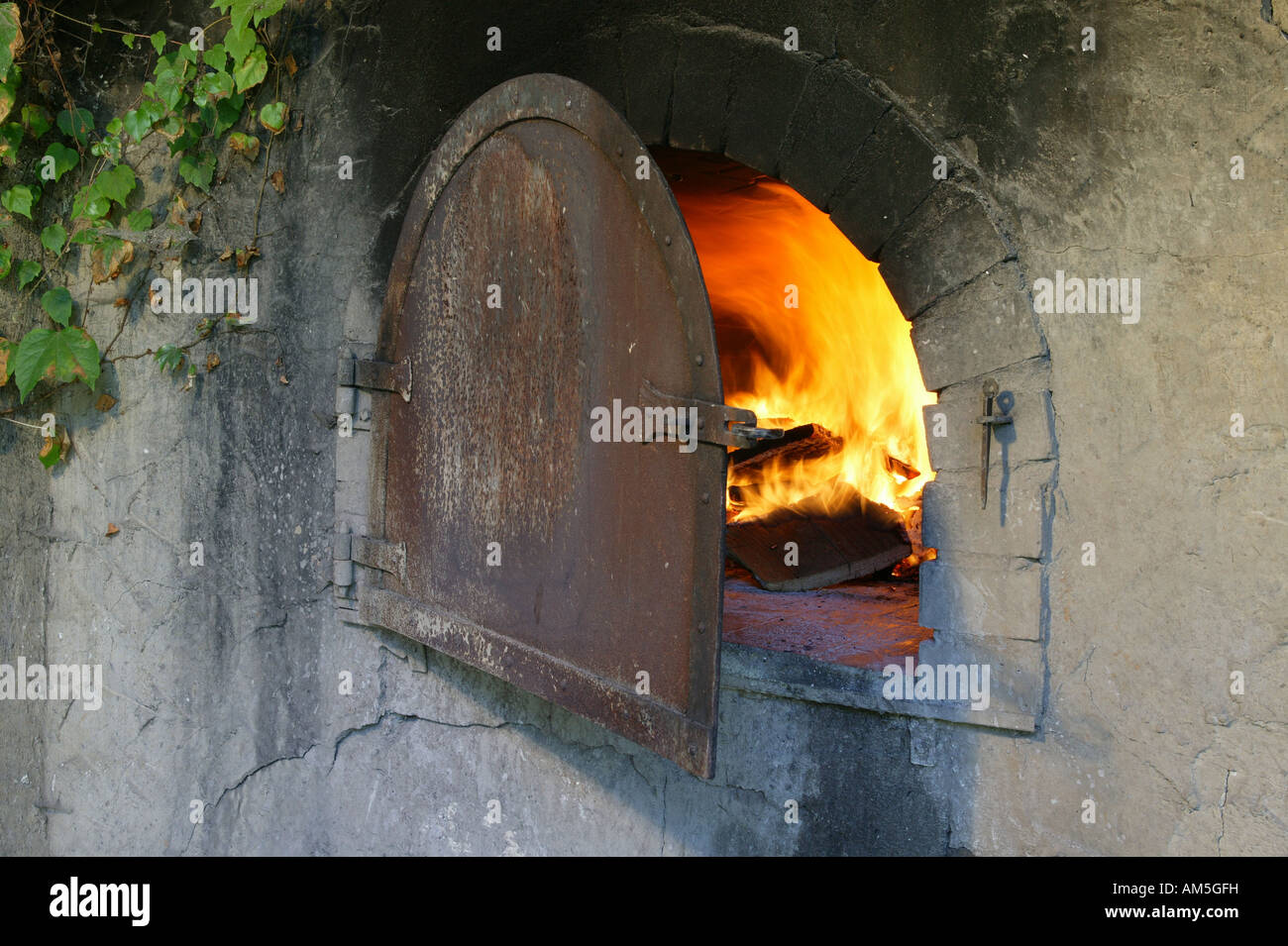Un incendio nel forno di cottura, Foresta Bavarese, Baviera, Germania Foto Stock