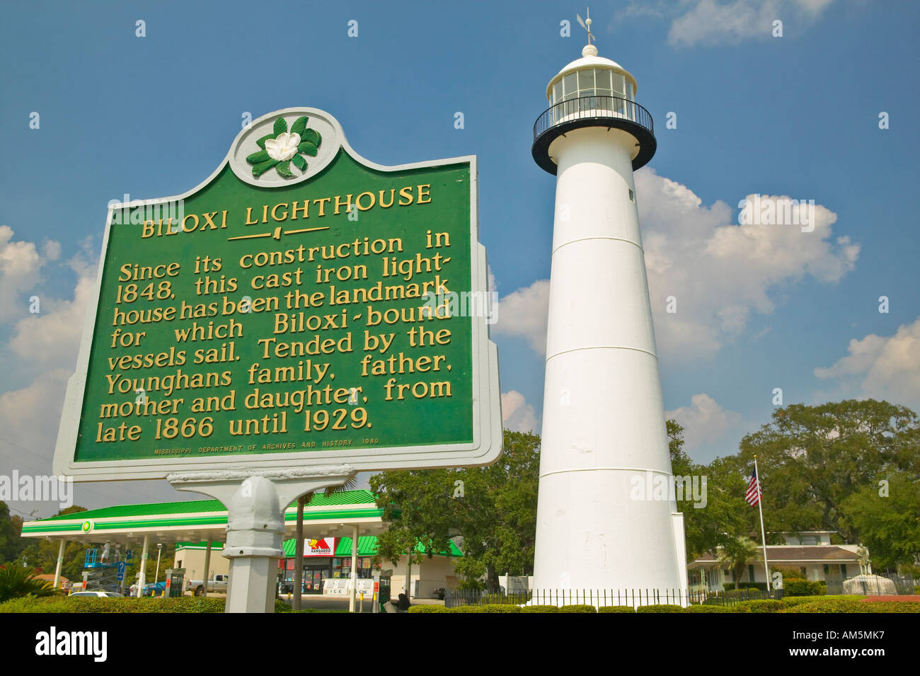 Biloxi Lighthouse e informazioni accedi Biloxi MS Foto Stock