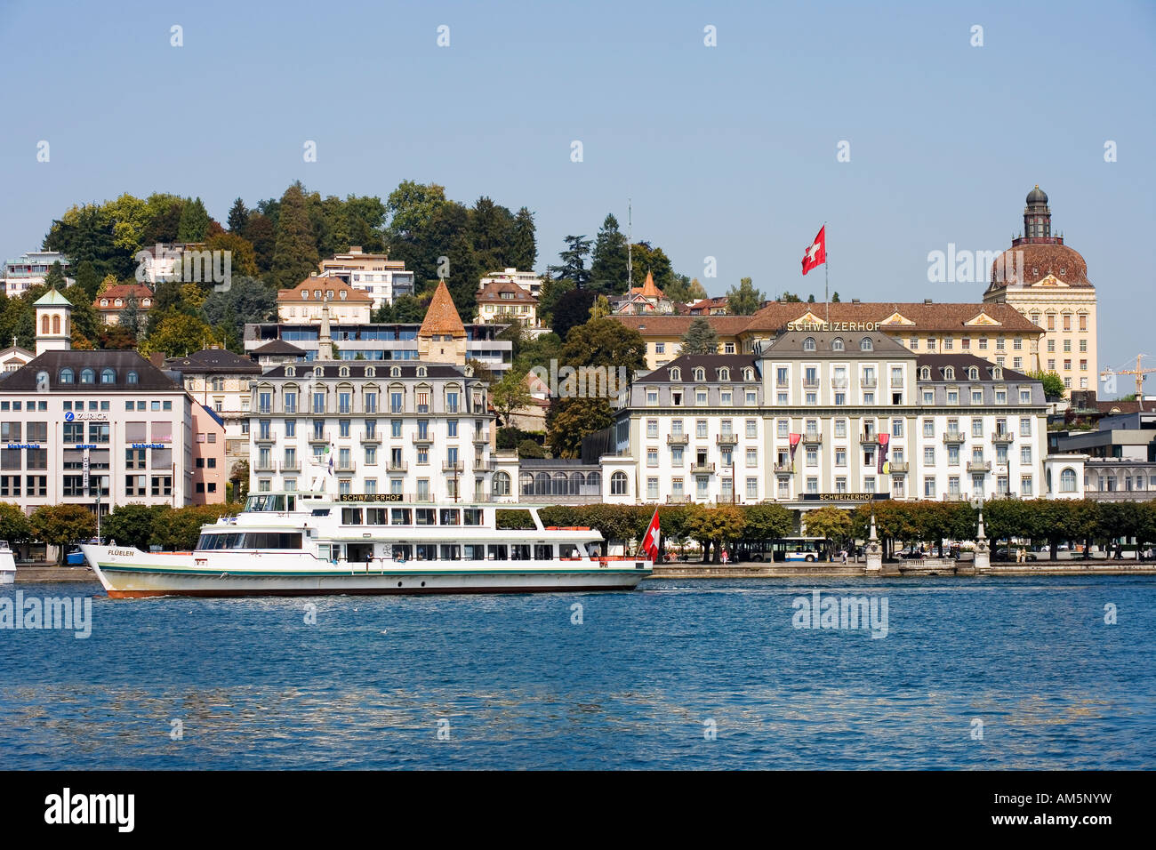 Hotel Schweizerhof presso il Lago di Lucerna, Svizzera, Europa Foto Stock