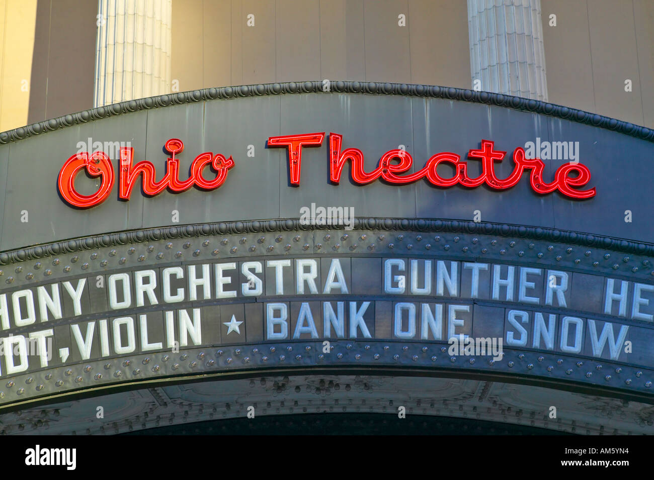 Ohio Theatre Marquee theatre segno pubblicità Columbus Symphony Orchestra nel centro di Columbus OH Foto Stock