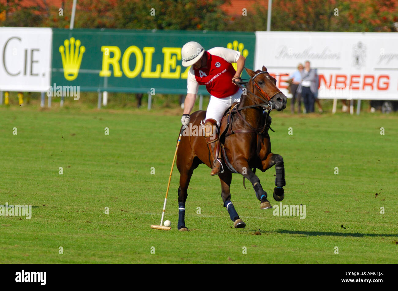 Giocatore di polo, Polo torneo, Berenberg Alta meta Trophy 2007, Thann, Holzkirchen, Alta Baviera, Baviera, Germania Foto Stock